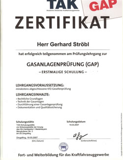 Zertifikat Gas